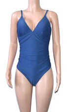 Women's One Piece Ruched Dark Blue Swimsuit Size Large