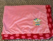 Nursery Rhyme Pink Baby Blanket Embroidered Owl Polka Dot Read Below