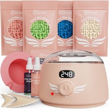 waxing kit for women, Digital Hard Wax Warmer with 4 Packs of Natural Wax Bea...