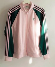 Adidas Original TrackTop Jacket Women Size 8-10 Light Pink/Dark Green ADIDAS STT