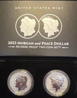 2023-S Reverse Proof Morgan and Peace Silver Dollar 2pc Set! Plus Box OGP COA