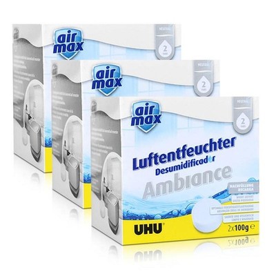 3x Uhu Air Max Ambiance Nachfülltabs, 2x 100g neutral Luftentfeuchter