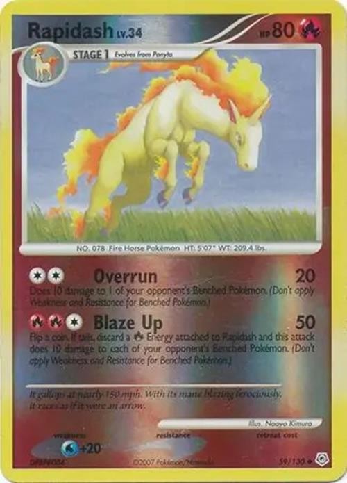 Rapidash - 59/130 - Pokemon Diamond & Pearl Reverse Holo Rare NM