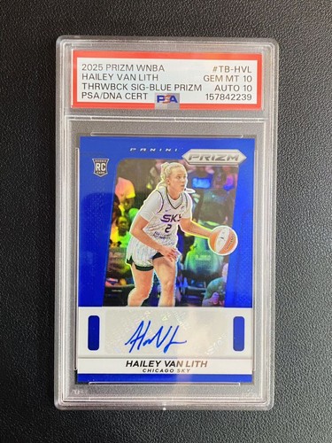 2025 Panini Prizm WNBA Hailey Van Lith Rookie Blue Prizm Auto /75 RC PSA 10/10