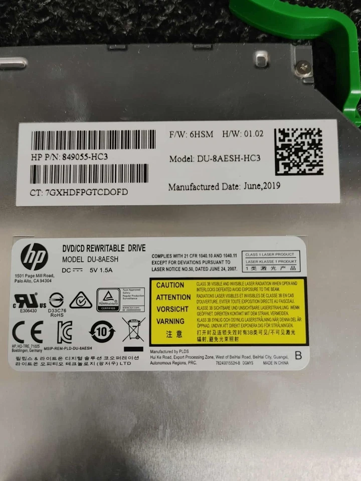 UNIDAD REWRTABLE DVD/CD HP 849055-HC3 DU-8AESH-HC3 Foto 2 de 4