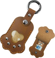 Pet Memorial Keychain,Dog Hair Keychain, Handmade Full Grain Leather Paw Shape K