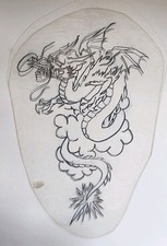 original antique unknown shaw shop dragon tattoo acetate flash stencil 5x8