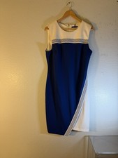 Tommy Hilfiger Blue & White Sleeveless Sheath Dress Size 14