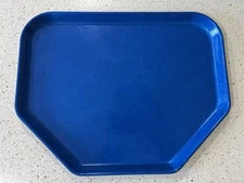 Vintage Blue Fiberglass Cambro  Camtray Trapezoid Cafeteria Tray 
