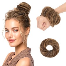Messy Hair Bun Fluffy Donut Updo Chignon with Elastic Band Fake Hair Extensions