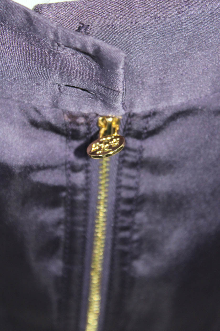 Tory Burch Womens Silk Zippered Back Slit Pencil Skirt Solid Purple Size 6 thumbnail 4