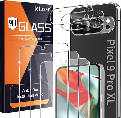 letosan 3 Pack for Google Pixel 9 Pro XL Screen Protector Tempered Glass + 3 Pac
