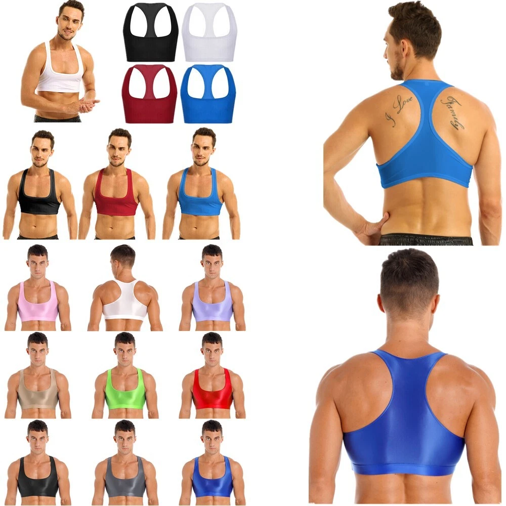 US Men Sports Bra Crop Tank Top Vest Y-Back Fitness Muscle T-shirt Clubwear  Tees