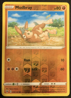 Pokemon - MUDBRAY - 096/185 - Reverse Holo - Vivid Voltage - NM/M