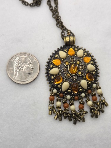 Vtg Joan Rivers Boho Medallion Marrakesh Pendant Chain Fashion Statement - Picture 10 of 14