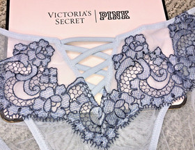 Victoria's Secret NWT Dream Angels Medium Blue Boho Embroidery Brazilian Panty