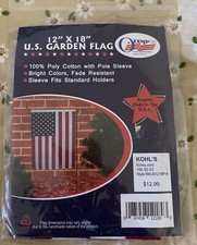 U.S. Patriotic Garden Flag New 12  X 18  Olympus 4th Of July Made In U.S.A.