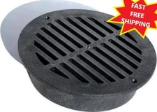 12" Black Round Plastic Channel Grate Catch Basin Landscape Drainage System