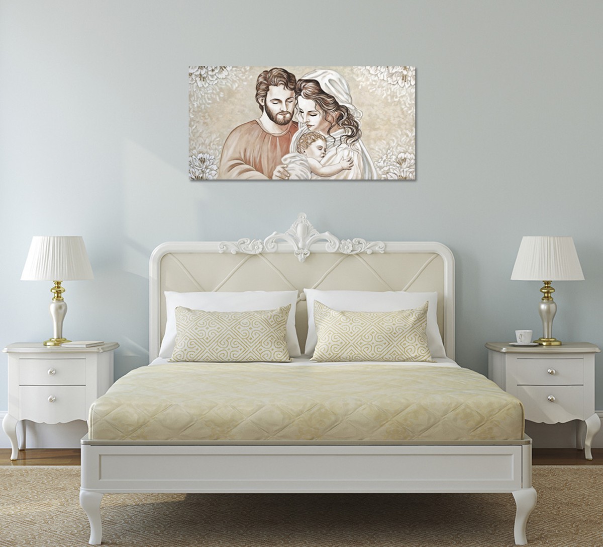 Art Maiora Capezzale Moderno Con Sacra Famiglia "Abbraccio Romantico