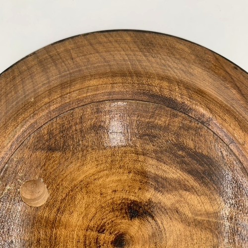 VTG Wood Bread Plate Tray Hand Carved Floral Leaf Antique Motif 7” Tiki Bar - Picture 11 of 15