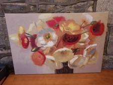 NOVEMBER POPPIES OIL PAINTING BY SHIRLEY NOVAK VGC  36" X 24" COLOURFUL ART BIG