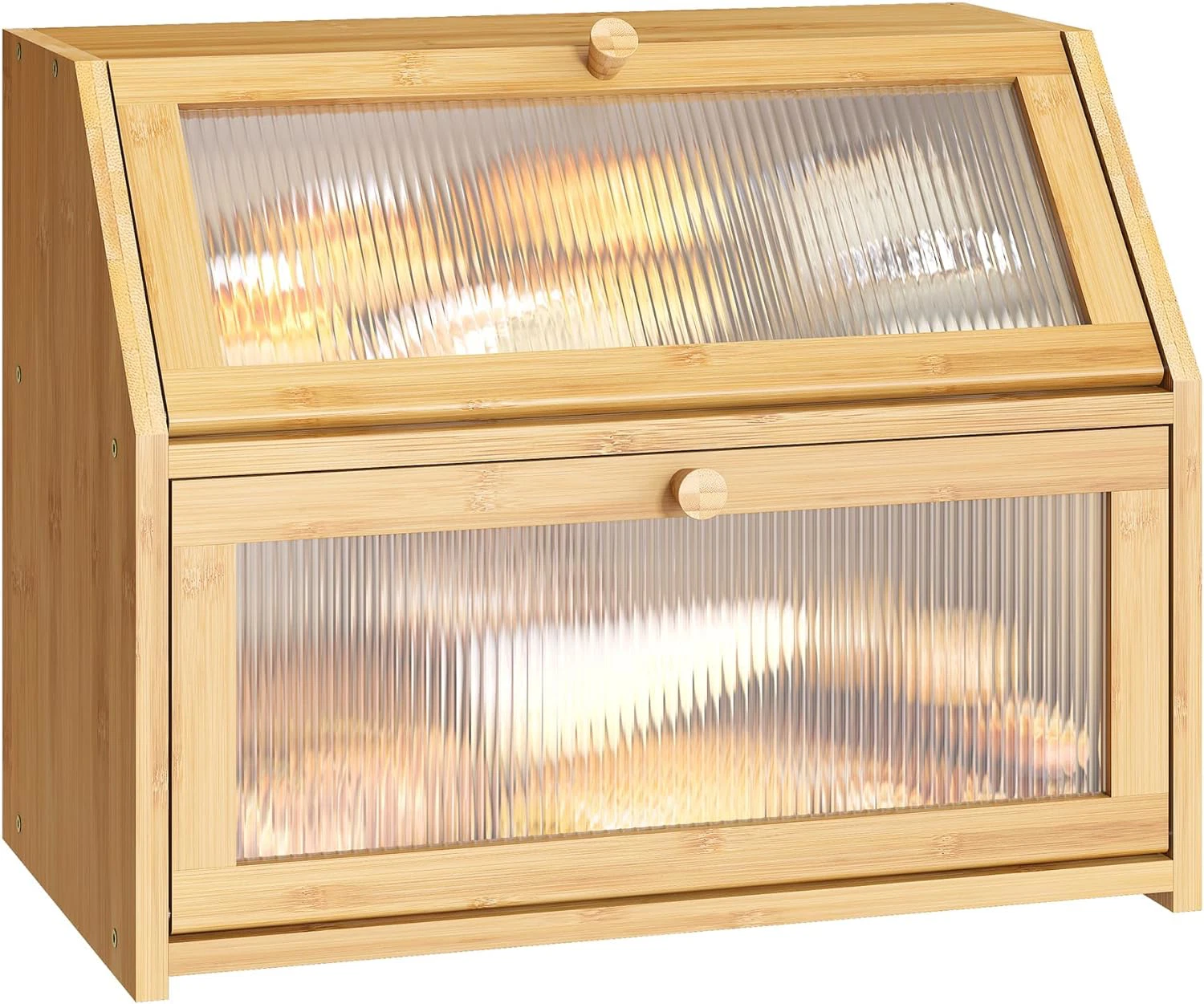 Bamboo Bread Box for Kitchen Bread Storage And Organizer Farmhouse Countertop B