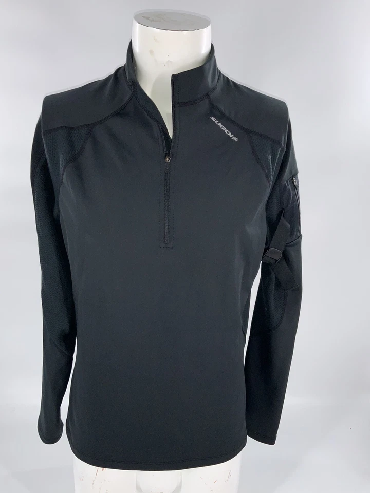 Sugoi Cycling Pullover L Men Dark Gray Poly Spandex 1/4 Zip Arm Strap YGI K2-78 - Image 2 of 4