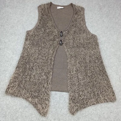 Ulla Popken Gilet Femme DE 46-48 UK 20-22 5% Laine Angora Marron Bouton-Pression - Photo 1/4