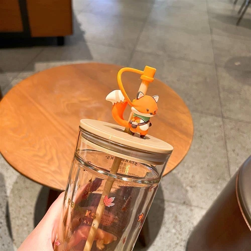 Starbucks Barbie Autumn Cute Fox Bottle Stopper Cute Rabbit Maple Leaf Grass Cup - Picture 4 of 4