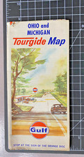 Gulf Oil Ohio Michigan Road Map Travel 25.5" x 31.5" Vintage Map 1966