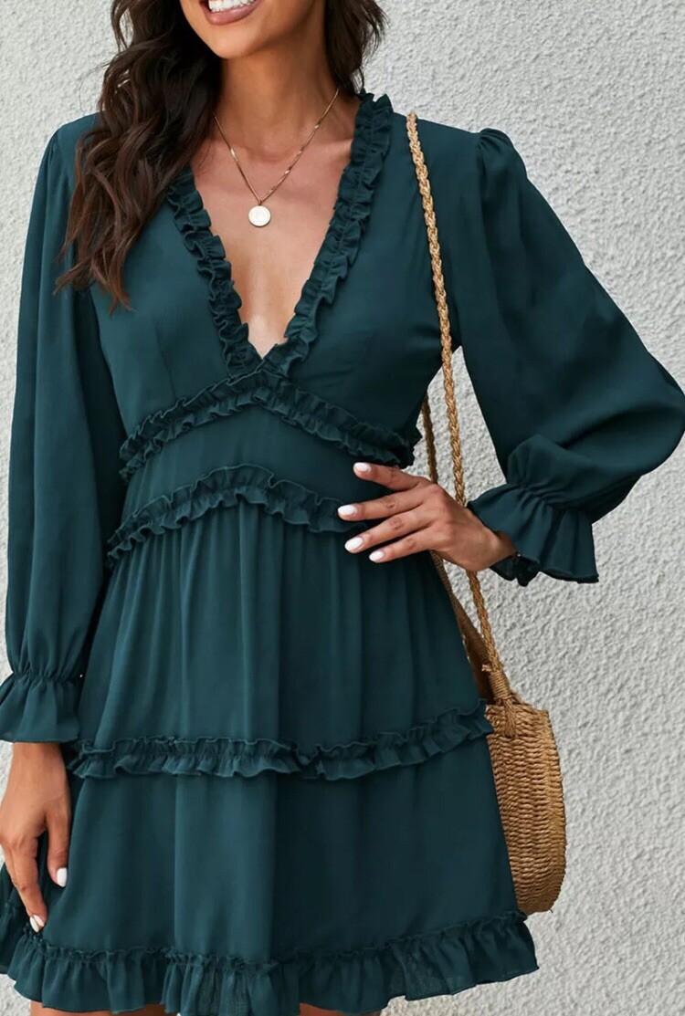 dark green tiered dress Dark Romance Lace Tiered Maxi Dress (Hunter Green)