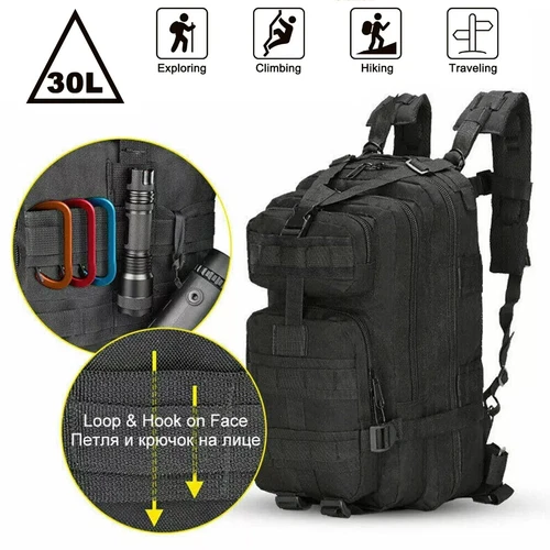 30L Outdoor Military Molle Tactical Hiking Camping Waterproof Rucksack Backpack - Picture 2 of 11