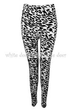 Women's Skinny Black White Leopard Cheetah Animal Leggings Stretchy Jeggings