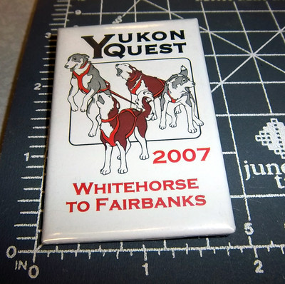 Alaska Yukon Quest 1000 mi Dog Sled Race 2007 collectors button, very nice