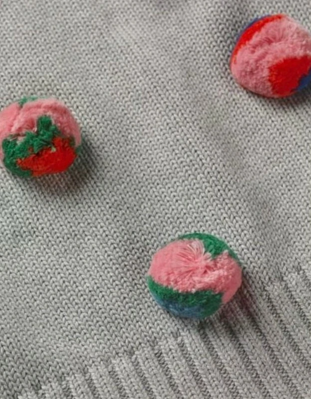 Suéter de pompón colorido Boden para niñas largo tejido gris mezcla de algodón talla 15-16 años Foto 2 de 4