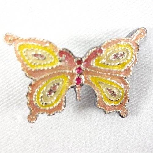 Emaille auf Metallrückseite gelb Schmetterling Neuheit Knopf 1 1/4" EUC - Bild 1 von 4