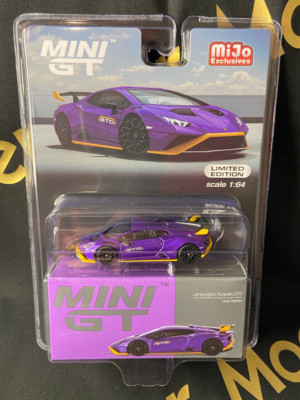Mini GT Purple and Yellow (Viola Pasifae) Lamborghini Huracan STO MiJo Exclusive