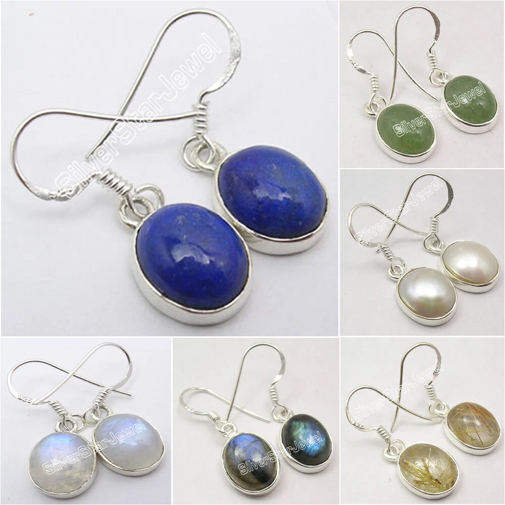 925 Sterling Silver Real Stone Earrings Wholesale Price Online