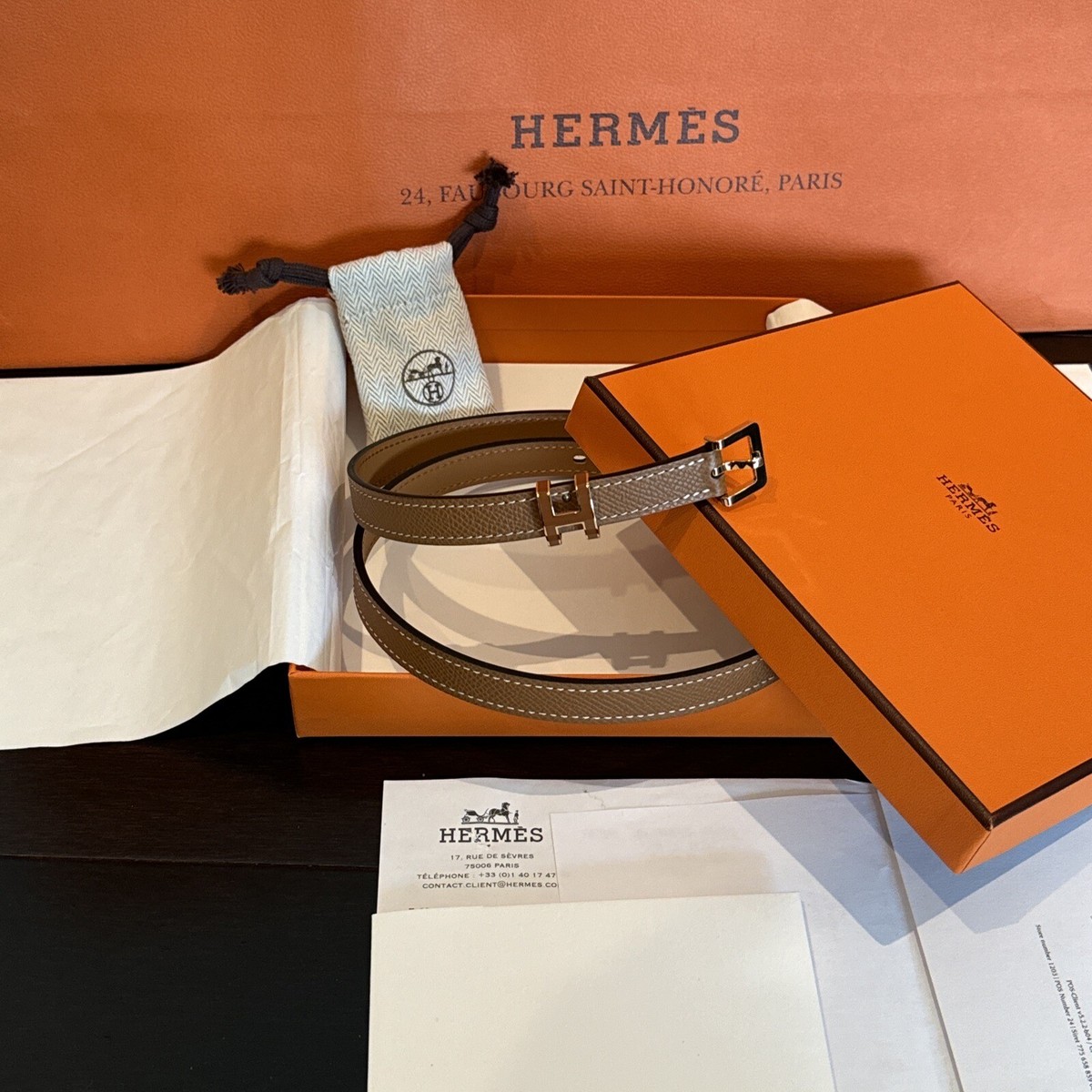 AUTHENTIC NEW Hermes Pop H 15 Belt GOLD Epsom Rose Gold  display picture 2