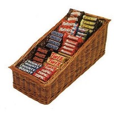 Natural Wicker Basket Food Shop Display Sloped Willow Countertop Storage Tray