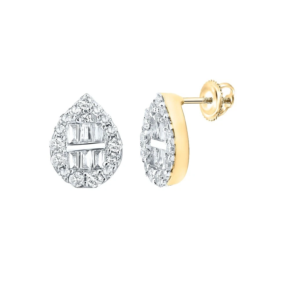 Oro Amarillo Diamante Pendientes hechos a mano