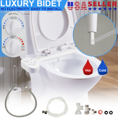 Bidet Fresh Water Spray Kit Non Electric Toilet Seat Attachment Hot Cold Nozzle