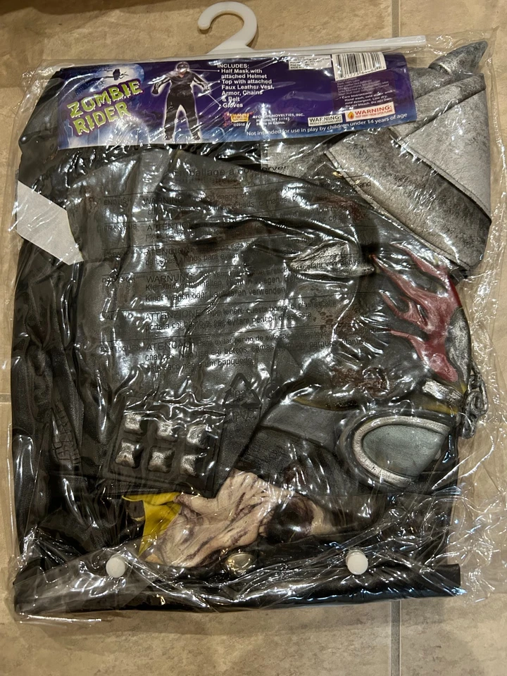 Fantasia de Fórum de Motociclista Zumbi com Máscara Colete Capacete NOVO Adulto Masculino até 42 - Imagem 2 de 2