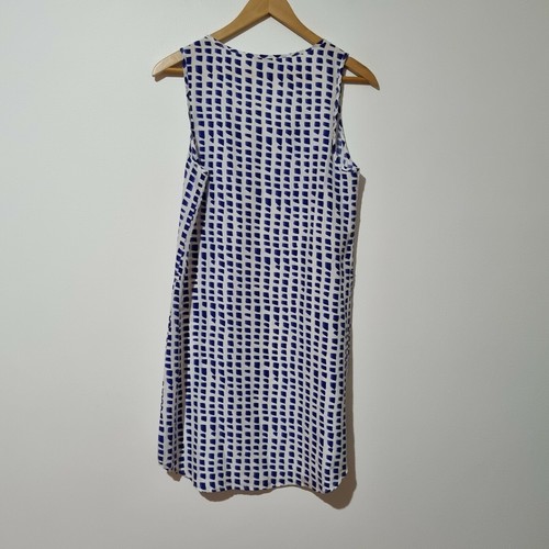 Bensimon Size S White Blue Silk Shift Summer Dress - Picture 3 of 7