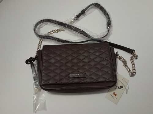 NWT Radley London Brown Leather Quilted Women's Purse Crossbody