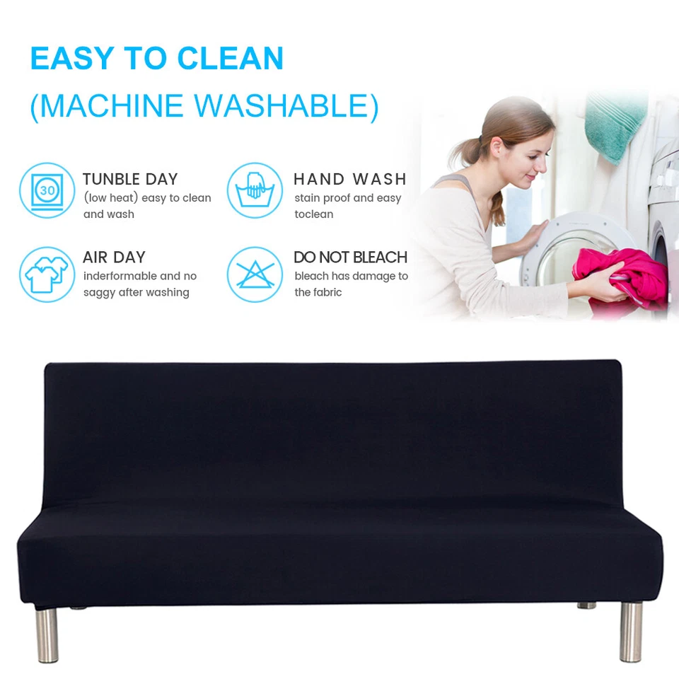 Funda Futón Sin Brazos Sofá Cama Elastizada Elástica Completa Plegable Sofá Slipcover Foto 3 de 4