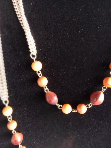Halskette Set in Silber mit braunen Holzperlen. 25 zoll. Neu und Handarbeit - Bild 6 von 6