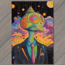 FLATCARD Alien Creature Moonlight Crypto Galaxy Sci-Fi Business Suit Geometric
