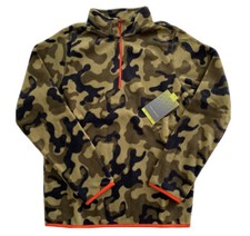 Tek Gear Boys 1/4 Zip Pullover Micro Fleece Jacket Khaki Black Camo Youth L XL