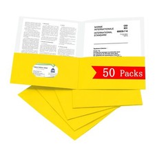 50 Packs Two Pocket File Folders with Business Card Slot Textured Paper Lette...